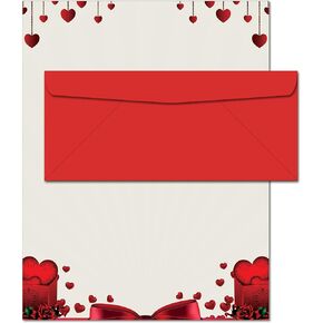 Love Hearts Romantic Stationery Paper and Envelopes Set - 40 Pack