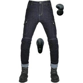 Men Motorcycle Riding Protective Pants Biker Motocross Jeans Stretch Trousers with 4 X CE Armor Knee Hip Pads