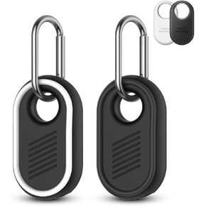 حامل سيليكون متوافق مع حافظة Samsung Galaxy SmartTag2 مع ملحقات سلسلة المفاتيح، عبوتان غطاء حماية كامل لهاتف Galaxy Smart Tag 2 حافظة للمفتاح والمحفظة والحيوانات الأليفة (أخضر صنوبر + وردي)