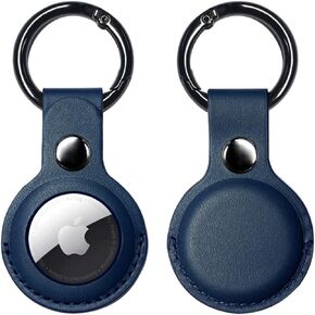 Premium Leather AirTag Keychain Case - Durable Holder for Tracking Device Compatible with Apple AirTag