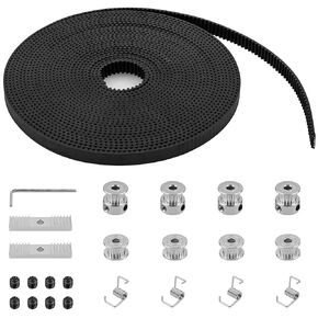 5M GT2 Timing Belt 6mm Width, 4pcs 20 Teeth 5mm Bore Belt Pulley Wheel, 4pcs Idler, 4pcs Tensioner Spring Torsion and 2pcs Gear Clamp Mount Block with Allen Wrench for 3D Printer