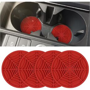 Car Cup Coasters, 4 Pack Spider Web PVC Non-Slip Drink Mat, 2.75 Inch Universal Auto Cup Holder Insert Drainage Coasters, Car Interior Accessories Ornaments for SUV, Truck, Sedan (Black)