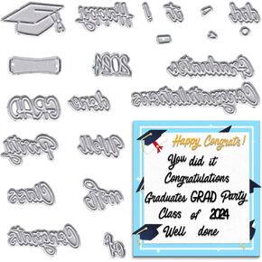 Congrats Grad Words Die Cuts for Card Making, Graduate Cap Medal Cutting Dies Graduation Certificate Medal Dies Stencils Embossing Template for Scrapbooking DIY Cards Album Crafts Supplies