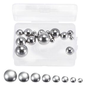 uxcell 16pcs 8 Size Bearing Balls Assortment 304 Stainless Steel 1/4" 5/16" 3/8" 7/16" 1/2" 9/16" 5/8" 3/4" with Storage Box