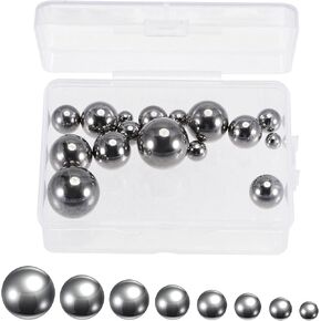 uxcell 16pcs 8 Size Bearing Balls Assortment 304 Stainless Steel 1/4" 5/16" 3/8" 7/16" 1/2" 9/16" 5/8" 3/4" with Storage Box