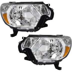 Headlights for 2012 2013 2014 2015 Toyota Tacoma Headlight Assembly compatible with 12 13 14 15 Toyota Tacoma Headlamp Black Housing Amebr Reflector Driver and Passenger Side