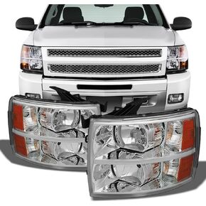 AKKON - For 2007-2013 Chevy Silverado Replacement Black Bezel Headlights Driver/Passenger Head Lamps Pair Replacement