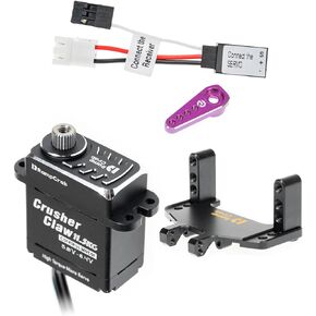 RampCrab Steering Servo 11.5KG for SCX24 AX24(Steel Gear, Water Proof), Come with Servo Mount & Servo Horn for RC Crawler Car Model Upgrades Parts, Axial AX24, SCX24 Upgrade Parts (Red Horn)