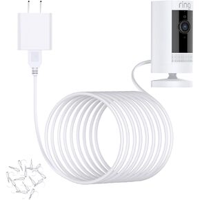 for Ring Stick Up Camera Cable Charger, with DC Power Adapter Plug in 3rd Gen, 2nd Gen, Outdoor Weatherproof Your Camera, 26ft White