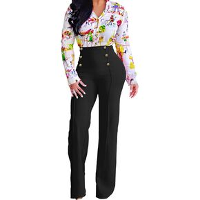 Flare Dress Pants for Women, High Waisted Double Breasted Bell Flare Trousers for Casual Lounge Work Wear