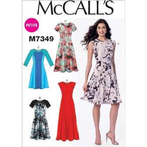 McCall's Patterns M7349 Misses'/Miss Petite Sleeveless or Raglan Sleeve, Fit and Flare Dresses, Size A5 (6-8-10-12-14)