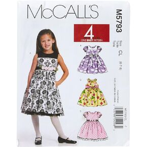McCall's Patterns M5793 Children's/Girls' Lined Dresses, Size CDD (2-3-4-5)