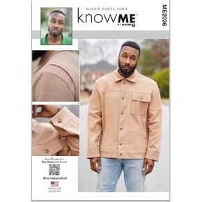 Know Me Men's Casual Work Jacket Sewing Pattern Kit, Design Code ME2036, Sizes 34-36-38-40-42