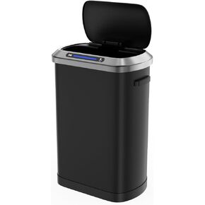 Dolonm Large Capacity 13.2 Gallon Motion Sensor Trash Can, Black, Stainless Steel