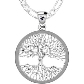 And Gems Men's 925 Sterling Silver Polished Mickie Mueller Wiccan Tree of Life Pendant Necklace, 18in to 24in
