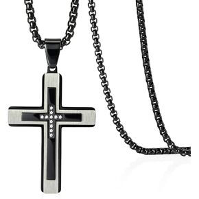 Men's Cross Necklace Silver/Gold 316 Stainless Steel Crucifix Jesus Pendant Necklace for Men Jewelry Rolo Chain for 20“24" 28"