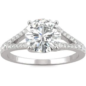 Charles & Colvard 14K White Gold Moissanite 8mm Round Engagement Ring, 2.24cttw DEW