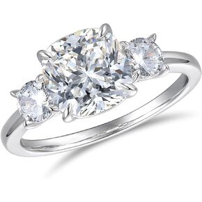 Cushion Cut Moissanite Rings 3 Carat Cushion Engagement Ring 3 Stone Womens Moissanite rings