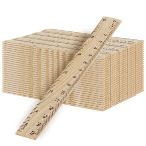 144 Packs 6 Inch Wooden Rulers, 2 Scales Double Sided Pine Wood Student Rulers Measuring Rulers Straightedge for Home, School, Office, Craft Uses, 15 cm