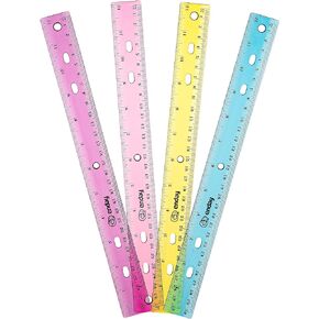 Ruler 12 Inch/ 30 CM Jeweltone, Inches and Centimeters Plastic Straight Edge Rulers School Supplies, Standard Ruler for Artists Kids and Adults, Purple, Pink, Green, and Blue, 4 Pack – by Enday