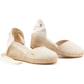 VISCATA Gava Canvas Wedge Handmade 2 ½" Heel Women's Sandals with Breathable Cotton Canvas V-cut Vamp and 100% Natural Jute Midsole for all Casual Occasions