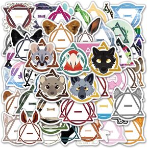 50pcs Therian Stickers Vinyl Waterproof Aesthetic Cartoon Decals Stickers for Laptop Water Bottles Skateboard Book Scrapbook Luggage Decals Gifts for Adults, Teens, Kids