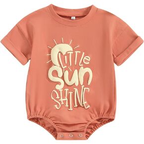 YOKJZJD Newborn Infant Baby Boy Outfits Letter Bubble Romper Short Sleeve T-Shirt Beach Bodysuit Overalls Summer Clothes