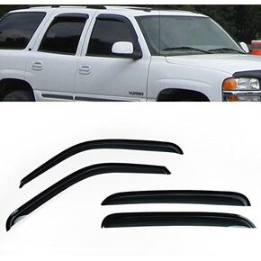 Set of 4Pcs Smoke Window Visors Sun Vent Shields Deflectors Fit for 2001-2006 GMC Sierra Chevrolet Silverado Crew Cab