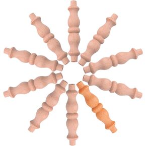 GORGECRAFT 10PCS 3.4 inch Wooden Spindles Decorative Wood Spindle Unfinished Wood Craft Spindles for Furniture Woodworking Decoration