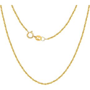 Solid 18K Gold Necklace for Women Dainty Diamond-Cut Thin Braided Rope Chain Necklace with Spring Ring Clasp 1mm Au750 Stamped