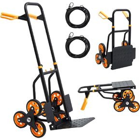 شاحنة يدوية للسلالم شديدة التحمل بوزن 440 رطلًا، عربة تسلق السلالم مع مقبض تلسكوبي مع 6 عجلات وحبل درج دوللي متسلق 2 في 1 تصميم شاحنة يدوية دوللي للحركة والمستودعات والخدمات اللوجستية in Kuwait