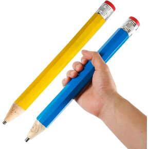 2pcs 13 Inch Wooden Jumbo Pencils, Blue & Yellow Large Toy Pencil with Cap & Eraser Oversized Giant Big Pencil Funny Extra Huge Novelty Pencil for Kids School Home Office Party Favors