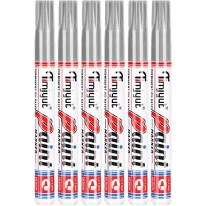 6 Count Silver Paint Pens,Permanent Paint Pens,Never Fade Medium Tip Oil Based Paint Markers Pens,Waterproof And Quick Dry Markers for Metal,Stone,Plastic,Wood,Fabric,Canvas,Mugs,Glass