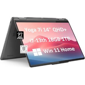 Yoga 7i 2-in-1 Business Laptop (14" 2.2K Touchscreen, Intel 13th Gen 10-Core i7-1355U, 16GB RAM, 1TB SSD) 17-Hr Long Battery Life, Backlit, Fingerprint Reader, FHD IR Webcam, Grey, Win 11 Home in Kuwait
