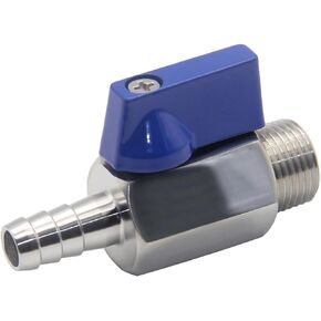 Beduan Stainless Steel 5/16" Hose Barb to 1/4" NPT Male Mini Ball Valve for Air Water Fuel Gas Home Brew Kettle (Pack of 2)