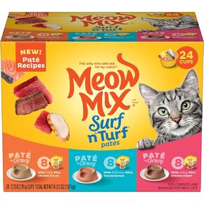 Meow Mix Paté in Gravy Wet Cat Food with Real Chicken & Beef, 2.75 Ounce (Pack of 12)
