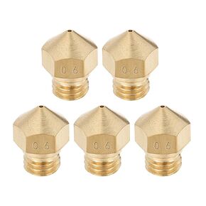 uxcell 5pcs 3D Printer Nozzle,Brass Nozzle 0.6mm,Extruder Print Head for Filament 1.75mm M7 3D Printer