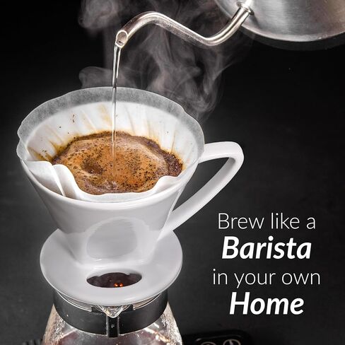 Pour Over Signature Coffee Dripper - Ceramic Slow Brewing Accessories for Home, Cafe, Restaurants - Easy Manual Brew Maker Gift - Strong Flavor Brewer - Black, 2 Small Hole Style in Saudi Arabia