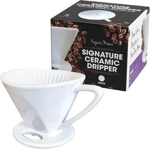 Pour Over Signature Coffee Dripper - Ceramic Slow Brewing Accessories for Home, Cafe, Restaurants - Easy Manual Brew Maker Gift - Strong Flavor Brewer - Black, 2 Small Hole Style in Saudi Arabia