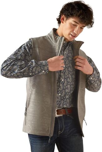 Ariat Men's Standard Vernon 2.0 Softshell Vest, Jetty Gray Embossed in Saudi Arabia