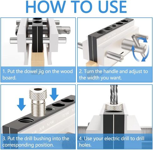 مجموعة أدوات الرقصة ذات التمركز الذاتي من Jig Accessories، مجموعة 6 بطانات دليل الحفر، مجموعة حفر البسكويت للثقوب المستقيمة، أدوات وصلات تحديد موقع الأعمال الخشبية بعرض قابل للتعديل in Saudi Arabia