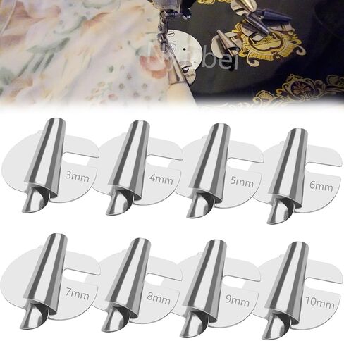 Sewing Rolled Hemmer Foot, (3-8mm) 6 Sizes Wide Rolled Hem Pressure Foot Sewing Machine Presser Foot, Home Industrial Curved Scroll Hemmer Foot (6pcs) in Saudi Arabia
