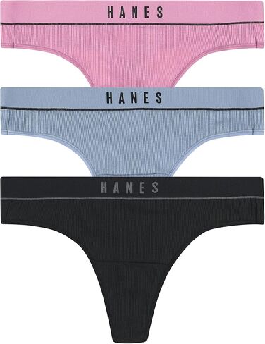 Hanes Women's Retro Rib Thong Underwear, 3-Pack in Saudi Arabia
