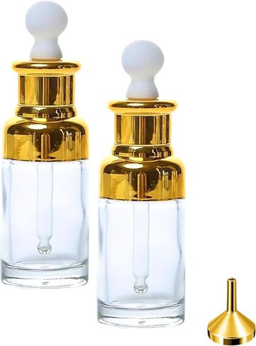 Luxury Clear Glass Dropper Bottles - Thick 1oz (30ml) Leakproof Eye Dropper Bottles for Essential Oils, Perfumes, Face Serums, Beauty & Personal Care, Tinctures, Travel (4-Set Silver) in Kuwait