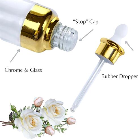 Luxury Clear Glass Dropper Bottles - Thick 1oz (30ml) Leakproof Eye Dropper Bottles for Essential Oils, Perfumes, Face Serums, Beauty & Personal Care, Tinctures, Travel (4-Set Silver) in Kuwait