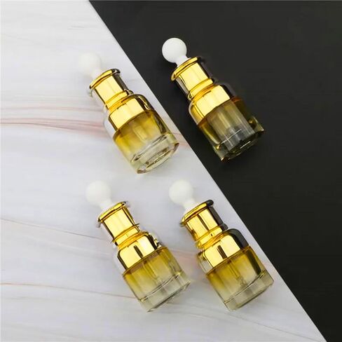 Luxury Clear Glass Dropper Bottles - Thick 1oz (30ml) Leakproof Eye Dropper Bottles for Essential Oils, Perfumes, Face Serums, Beauty & Personal Care, Tinctures, Travel (4-Set Silver) in Kuwait