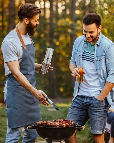 MOVNO Circuit Protection Electric Salt and Pepper Grinder Set With USB Rechargeable Adjustable Coarseness & LED Light, Large Capacity Automatic Electric Salt and Pepper Shakers Mill Set Refillable in Saudi Arabia