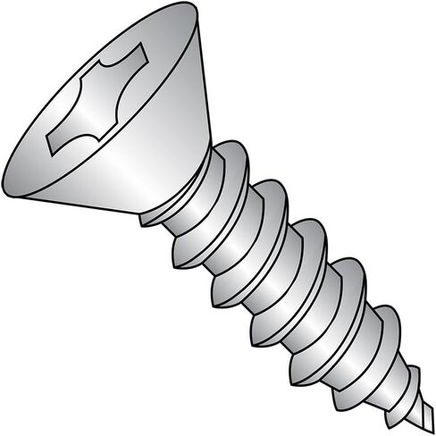 Small Parts 0712ABPF188 18-8 Stainless Steel Sheet Metal Screw, Plain Finish, 82 degrees Flat Head, Phillips Drive, Type AB, #7-19 Thread Size, 3/4" Length (Pack of 100) in Saudi Arabia