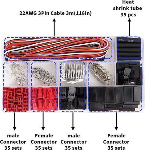 JST Servo Connector Kit, 70 Sets Male and Female Plug Crimp Cable Assemblies, Compatible with JST SYP Futaba, Suitable for DIY Remote Control Cars, Aeromodels. in Saudi Arabia
