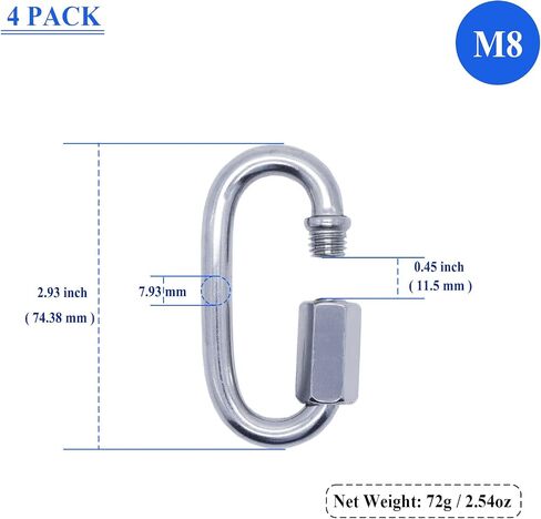 304 Stainless Steel Quick Links Locking Carabiner Quick Chain Repair Links M8 3 inch Pack of 4 in Saudi Arabia